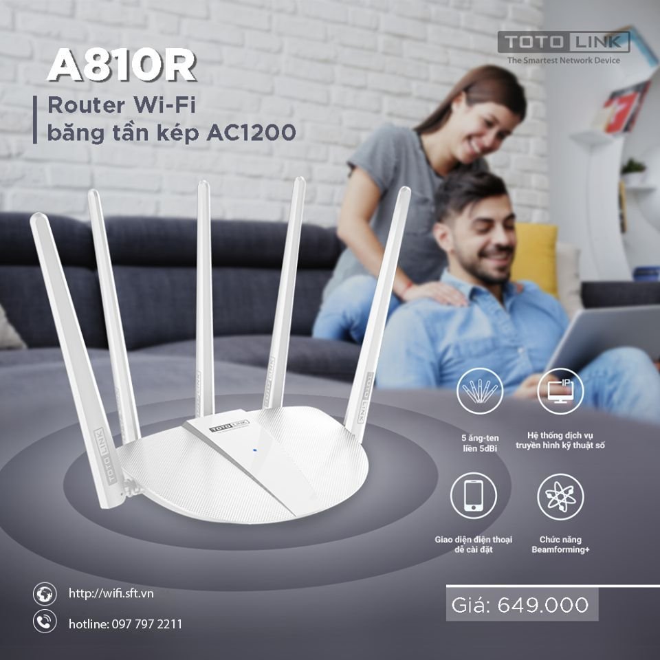 Router Wi-Fi Totolink A810R toc do cao, gia re
